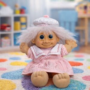 Vintage Russ Berrie Troll Kidz Pink Sailor Girl 12-inch Plush Cutie!